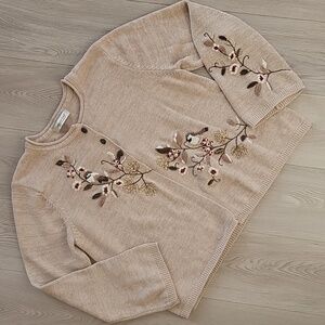 Coldwater Creek Embroidered Bird Cardigan Sweater, Lrg‎